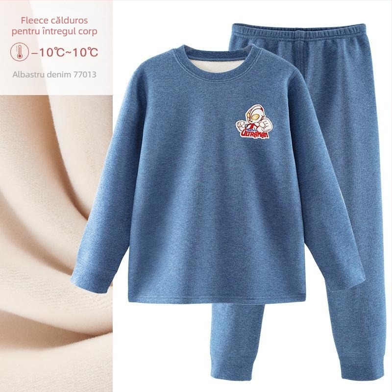 Set lenjerie termică pentru fete, căptușeală din fleece, din bumbac, pentru iarnă, pentru vârsta 3–8 ani