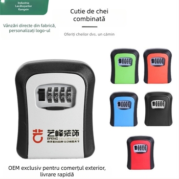 Cutie pentru chei cu parolă, montată pe perete, pentru uși anti-efracție — din ABS aluminiu, model KC-108, grosimea tijelor de încuțare 95 mm, distanța dintre tijele 95 mm