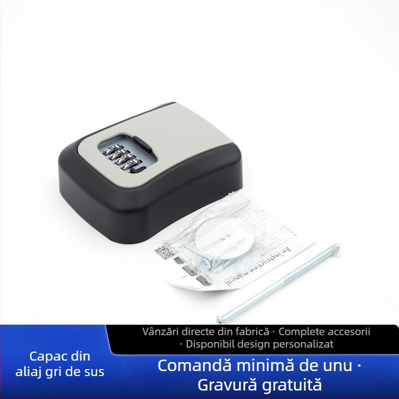 Cutie pentru chei cu parolă, montată pe perete, pentru uși anti-efracție — din ABS aluminiu, model KC-108, grosimea tijelor de încuțare 95 mm, distanța dintre tijele 95 mm