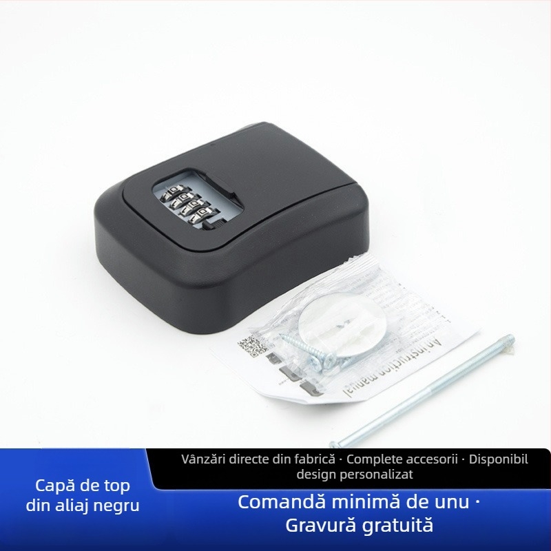 Cutie pentru chei cu parolă, montată pe perete, pentru uși anti-efracție — din ABS aluminiu, model KC-108, grosimea tijelor de încuțare 95 mm, distanța dintre tijele 95 mm