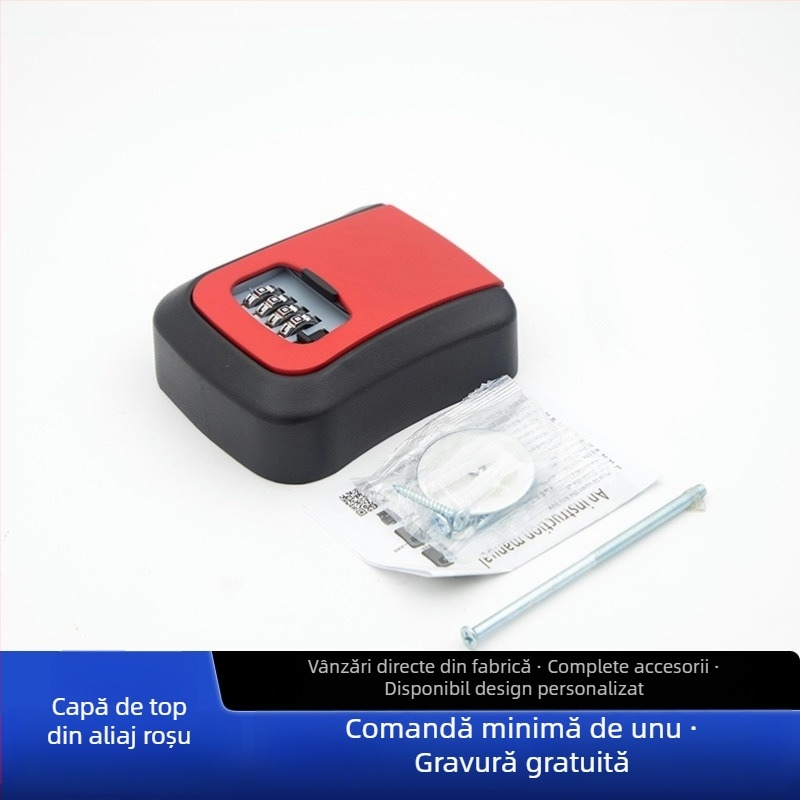 Cutie pentru chei cu parolă, montată pe perete, pentru uși anti-efracție — din ABS aluminiu, model KC-108, grosimea tijelor de încuțare 95 mm, distanța dintre tijele 95 mm