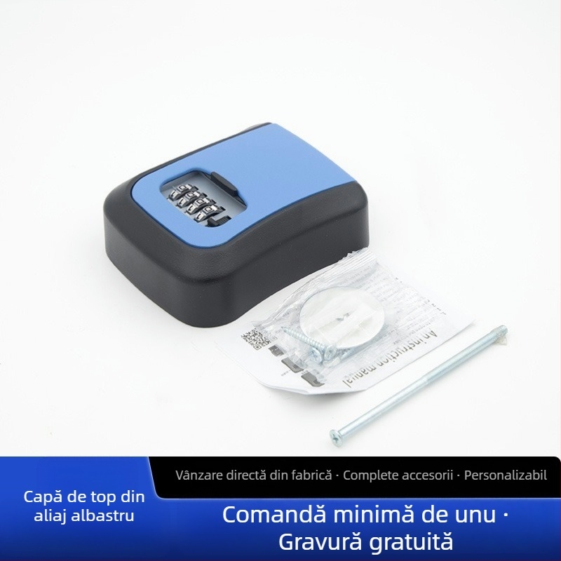 Cutie pentru chei cu parolă, montată pe perete, pentru uși anti-efracție — din ABS aluminiu, model KC-108, grosimea tijelor de încuțare 95 mm, distanța dintre tijele 95 mm