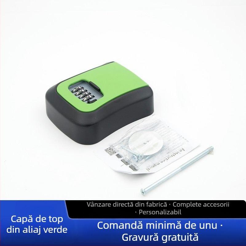 Cutie pentru chei cu parolă, montată pe perete, pentru uși anti-efracție — din ABS aluminiu, model KC-108, grosimea tijelor de încuțare 95 mm, distanța dintre tijele 95 mm