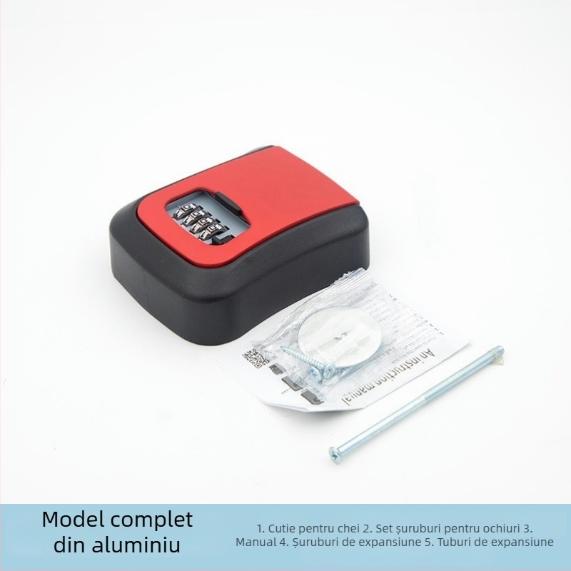 Cutie pentru chei cu parolă, montată pe perete, pentru uși anti-efracție — din ABS aluminiu, model KC-108, grosimea tijelor de încuțare 95 mm, distanța dintre tijele 95 mm