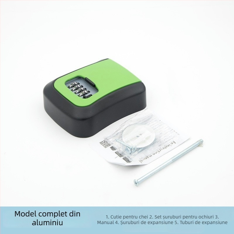 Cutie pentru chei cu parolă, montată pe perete, pentru uși anti-efracție — din ABS aluminiu, model KC-108, grosimea tijelor de încuțare 95 mm, distanța dintre tijele 95 mm