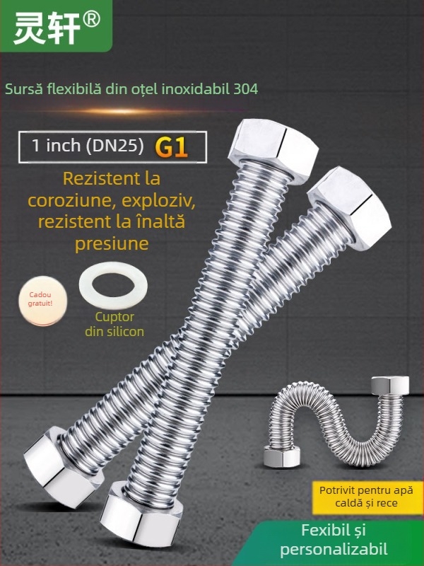 Furtun de alimentare din oțel inoxidabil 304, model LX, presiune înaltă, rezistent la temperaturi, certificat CE