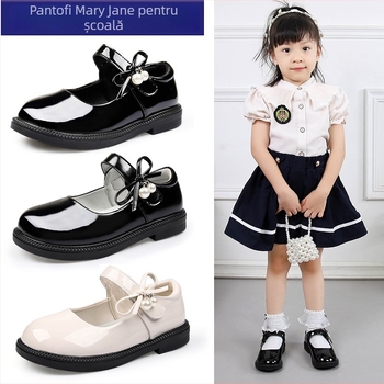 Pantofi din piele pentru fete - partea superioară din piele split, talpă din cauciuc, închidere Velcro, branț PU, respirabili, anti-alunecare, rezistenți la uzură