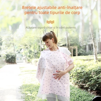 Acoperământ pentru alăptat din 95% bumbac, cu model Cartoon, mâneci scurte