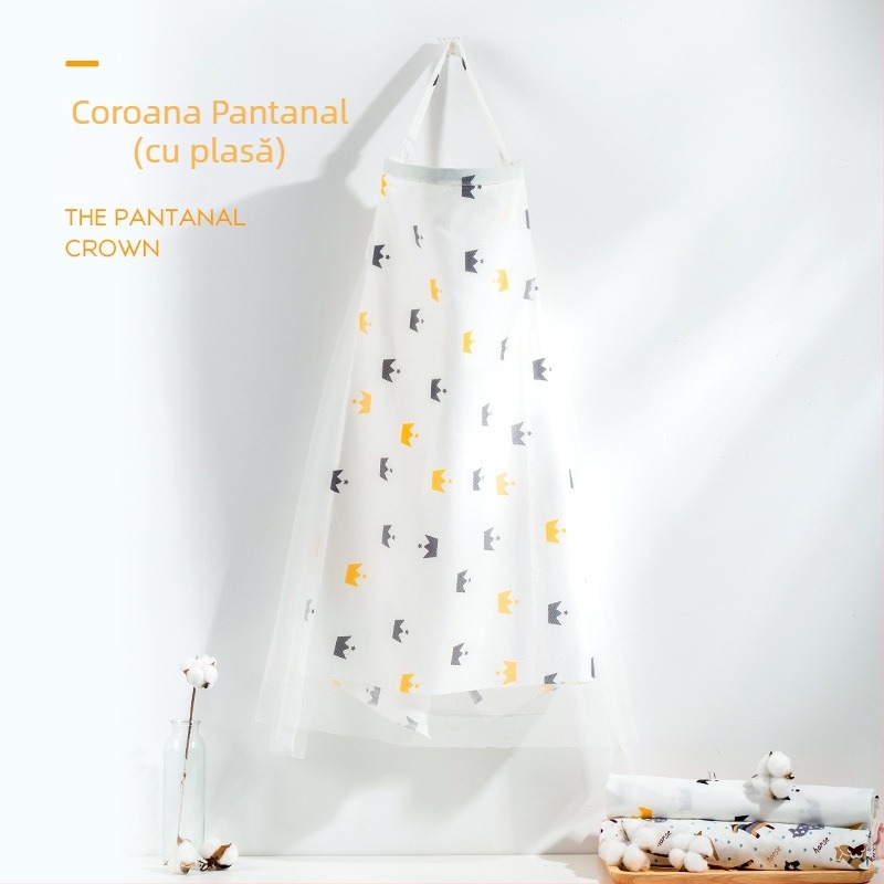 Acoperământ pentru alăptat din 95% bumbac, cu model Cartoon, mâneci scurte