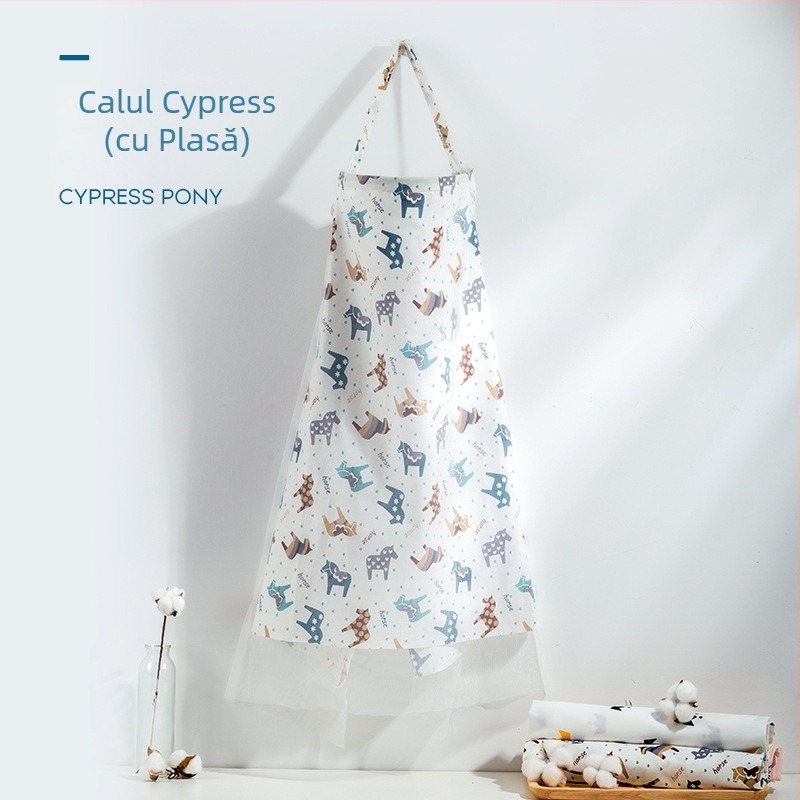 Acoperământ pentru alăptat din 95% bumbac, cu model Cartoon, mâneci scurte