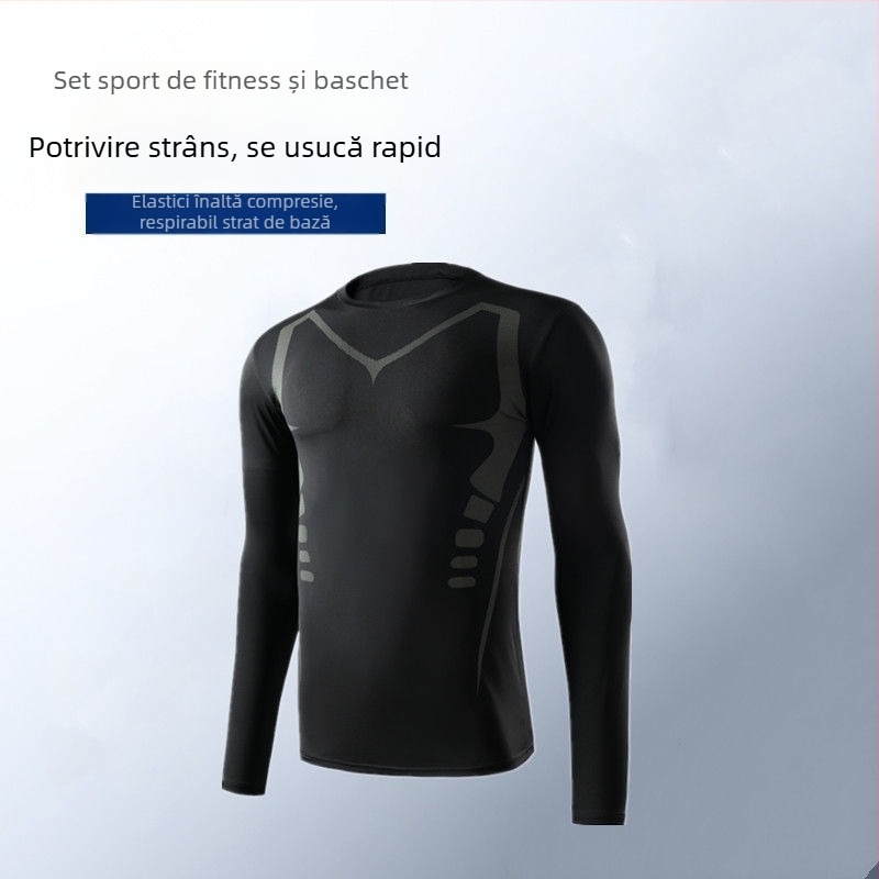 Set de bază uscat rapid pentru alergare, pentru bărbați — Colanți cu elasticitate ridicată care absorb transpirația, material Poliester/Vinilon 91–95%