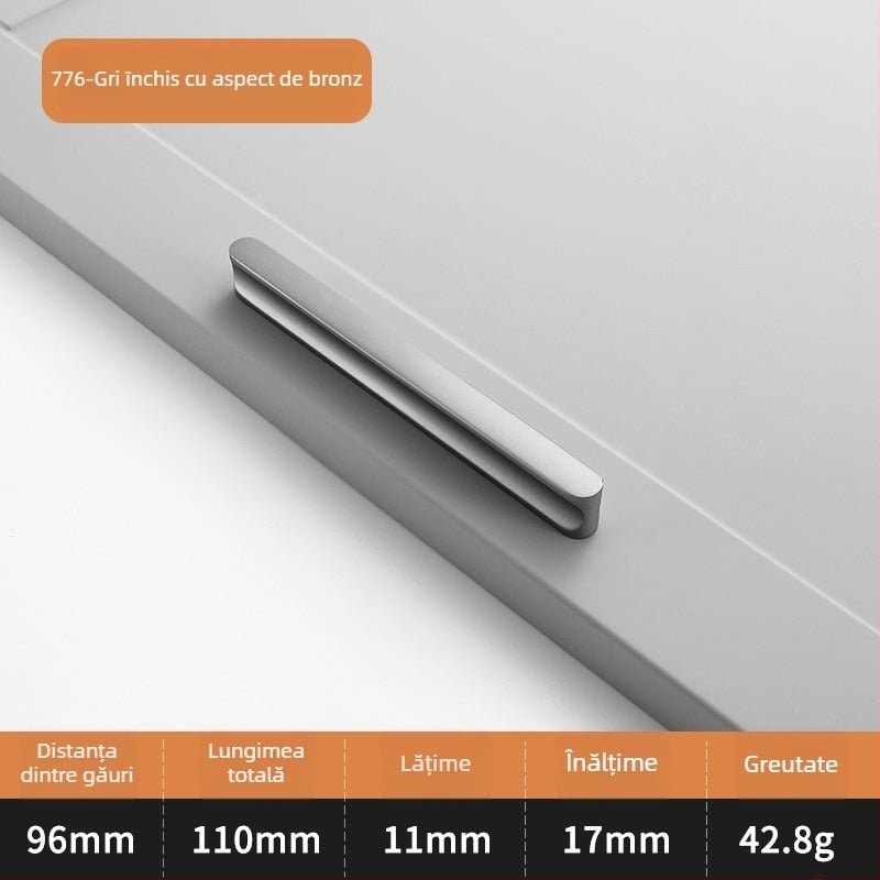 Mâner pentru ușă de dulap, în formă de I, cap rotund extins, anti-coliziune, stil modern luxos, aliaj de aluminiu, turnare sub presiune, modelul 776