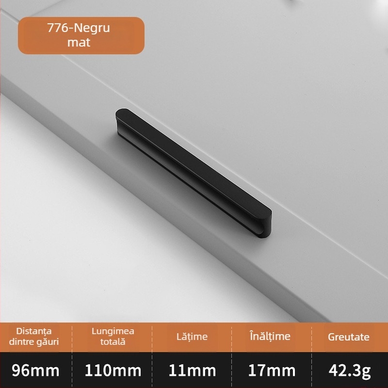 Mâner pentru ușă de dulap, în formă de I, cap rotund extins, anti-coliziune, stil modern luxos, aliaj de aluminiu, turnare sub presiune, modelul 776