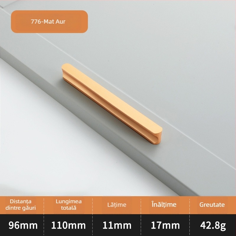 Mâner pentru ușă de dulap, în formă de I, cap rotund extins, anti-coliziune, stil modern luxos, aliaj de aluminiu, turnare sub presiune, modelul 776