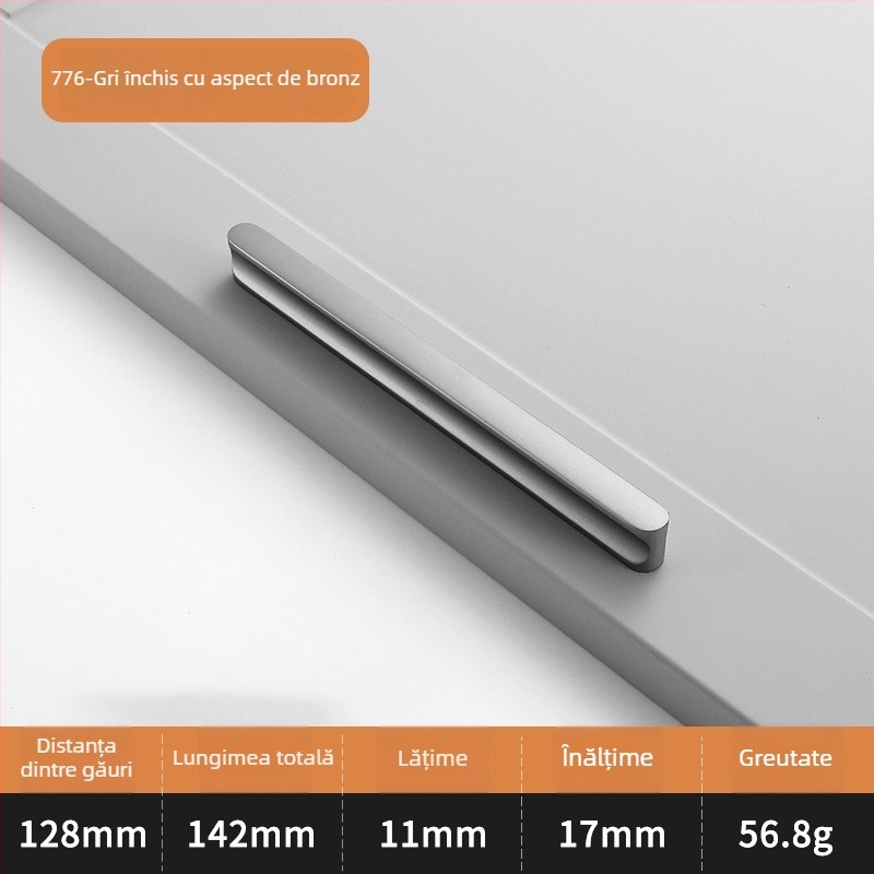 Mâner pentru ușă de dulap, în formă de I, cap rotund extins, anti-coliziune, stil modern luxos, aliaj de aluminiu, turnare sub presiune, modelul 776