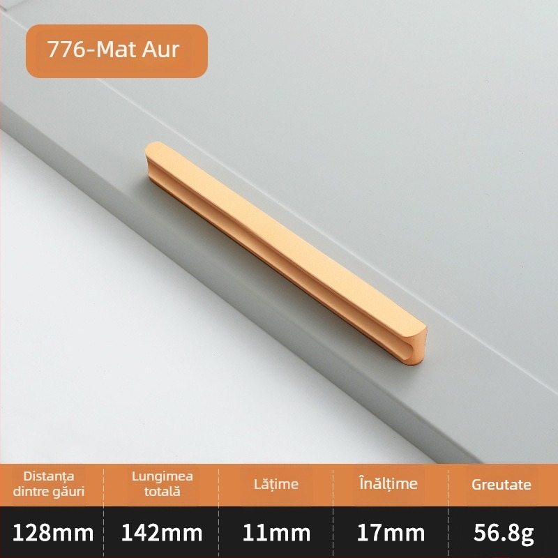 Mâner pentru ușă de dulap, în formă de I, cap rotund extins, anti-coliziune, stil modern luxos, aliaj de aluminiu, turnare sub presiune, modelul 776