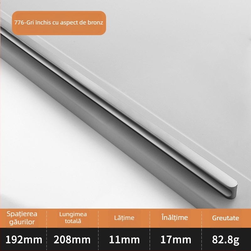 Mâner pentru ușă de dulap, în formă de I, cap rotund extins, anti-coliziune, stil modern luxos, aliaj de aluminiu, turnare sub presiune, modelul 776