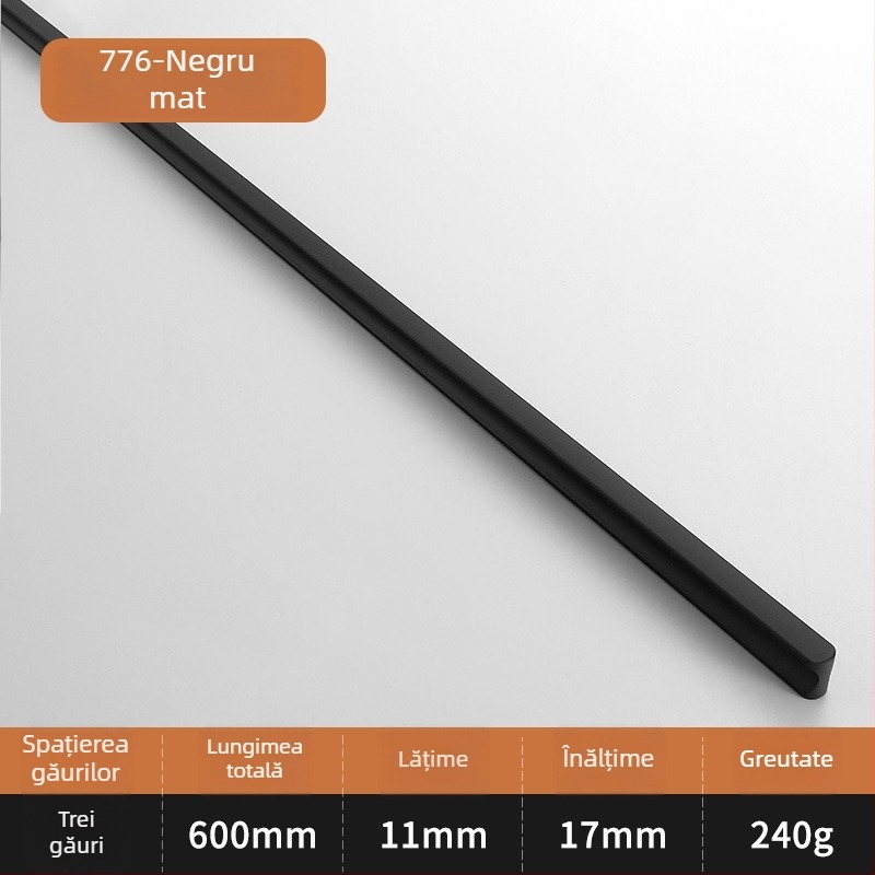 Mâner pentru ușă de dulap, în formă de I, cap rotund extins, anti-coliziune, stil modern luxos, aliaj de aluminiu, turnare sub presiune, modelul 776