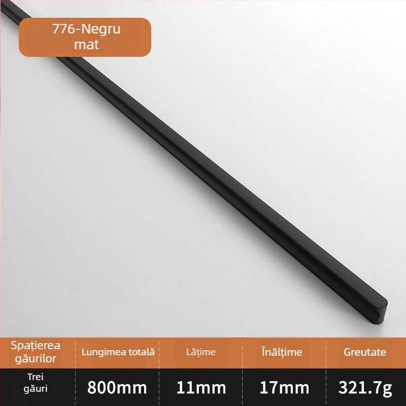 Mâner pentru ușă de dulap, în formă de I, cap rotund extins, anti-coliziune, stil modern luxos, aliaj de aluminiu, turnare sub presiune, modelul 776