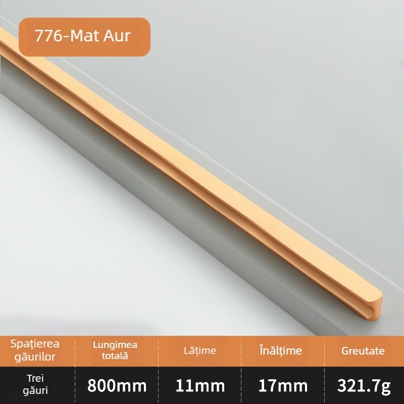 Mâner pentru ușă de dulap, în formă de I, cap rotund extins, anti-coliziune, stil modern luxos, aliaj de aluminiu, turnare sub presiune, modelul 776