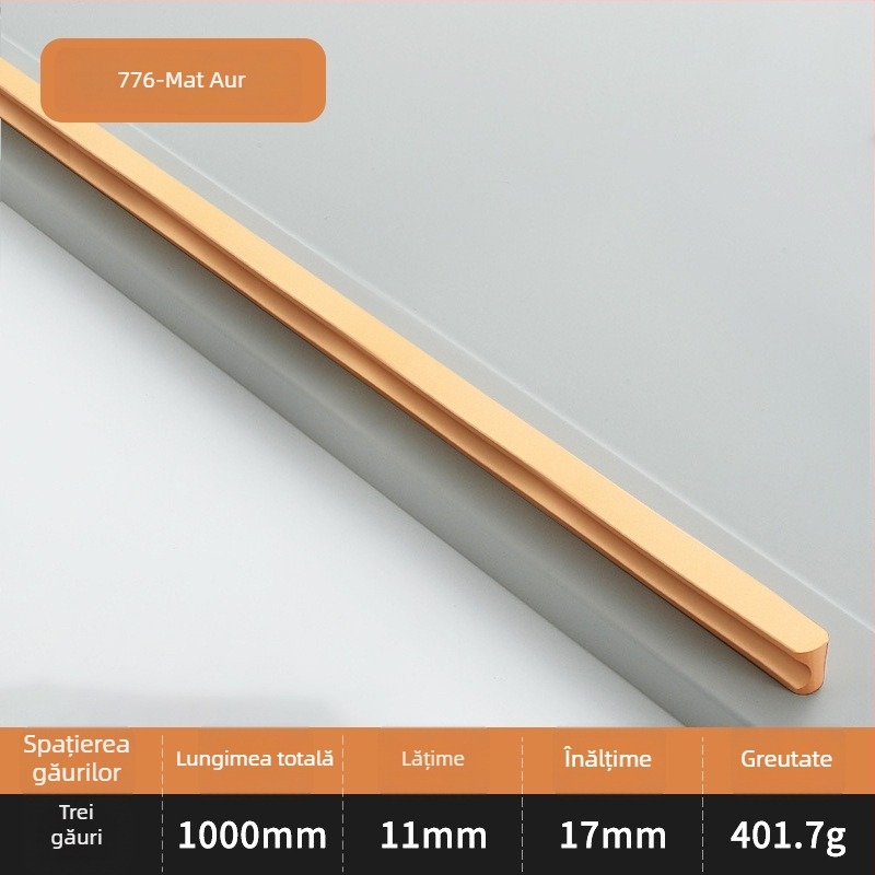 Mâner pentru ușă de dulap, în formă de I, cap rotund extins, anti-coliziune, stil modern luxos, aliaj de aluminiu, turnare sub presiune, modelul 776