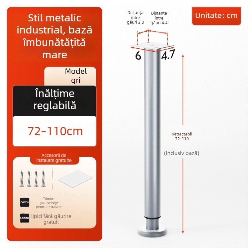 Cosma picioare telescopice reglabile pentru mobilier | potrivire universală, oțel laminat la rece, stil modern minimalist