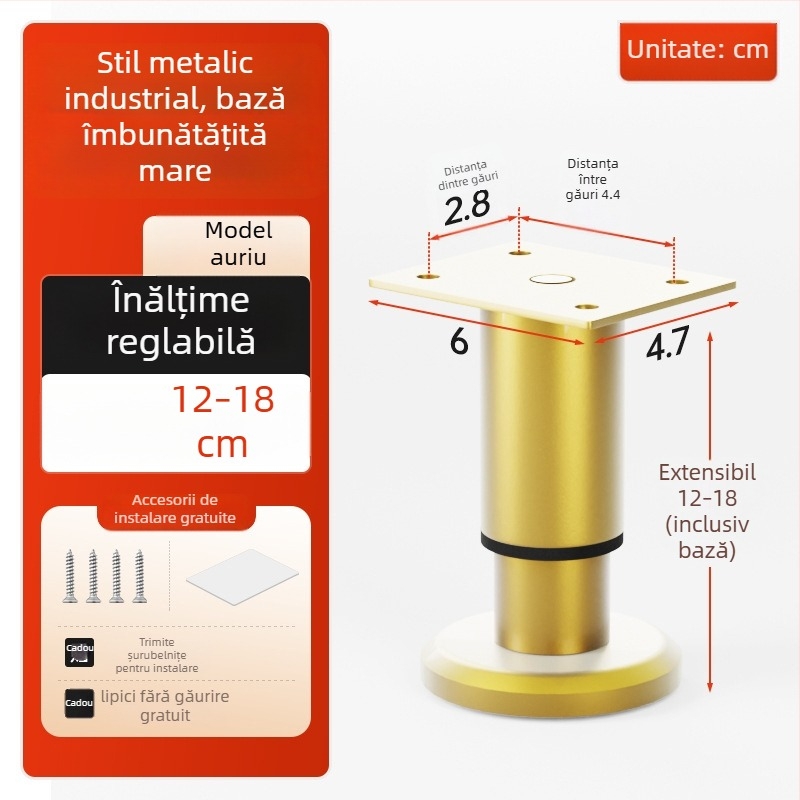 Cosma picioare telescopice reglabile pentru mobilier | potrivire universală, oțel laminat la rece, stil modern minimalist