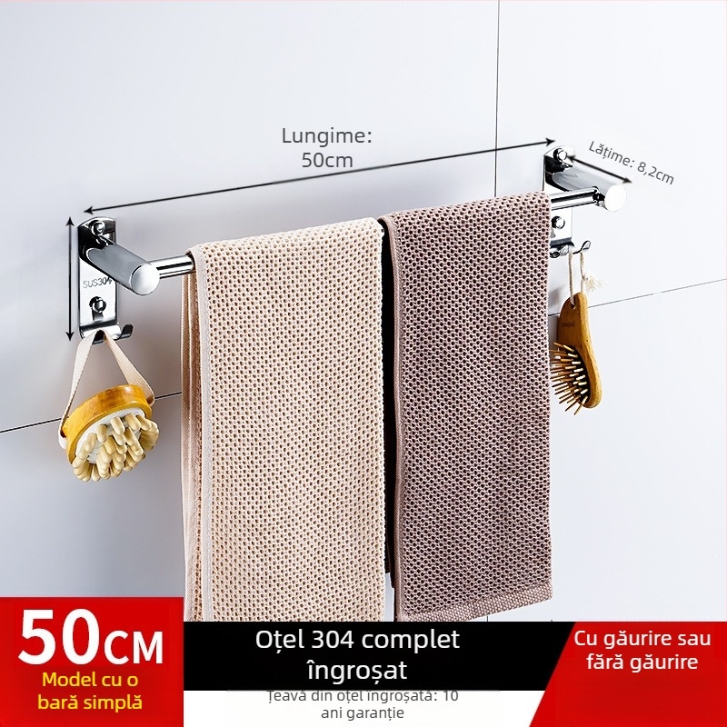 Bară de prosoape din oțel inoxidabil cu finisare fină, încărcare 50 kg, Tiantu, strat unic, stil chinezesc nou