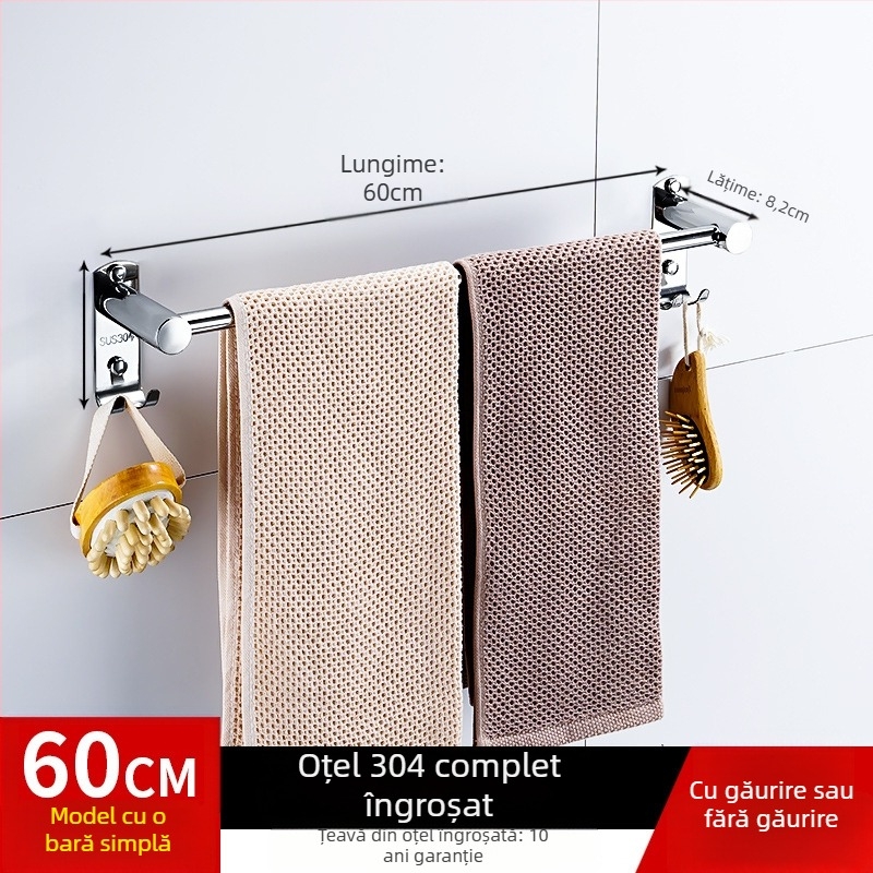 Bară de prosoape din oțel inoxidabil cu finisare fină, încărcare 50 kg, Tiantu, strat unic, stil chinezesc nou