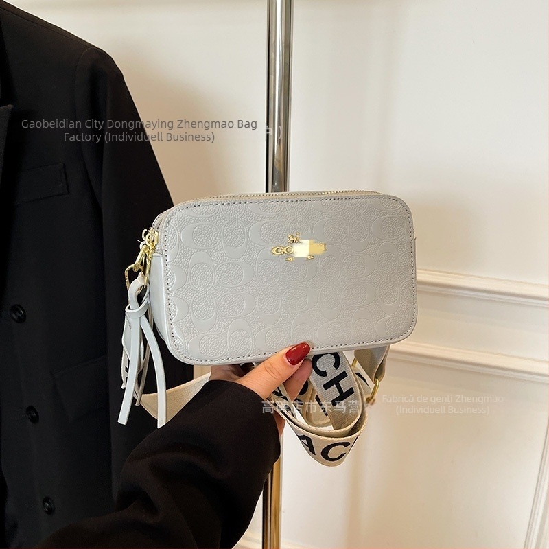 Geantă crossbody pentru cameră, PU, formă orizontală pătrată, fermoar, căptușeală poliester, curea de umăr simplă