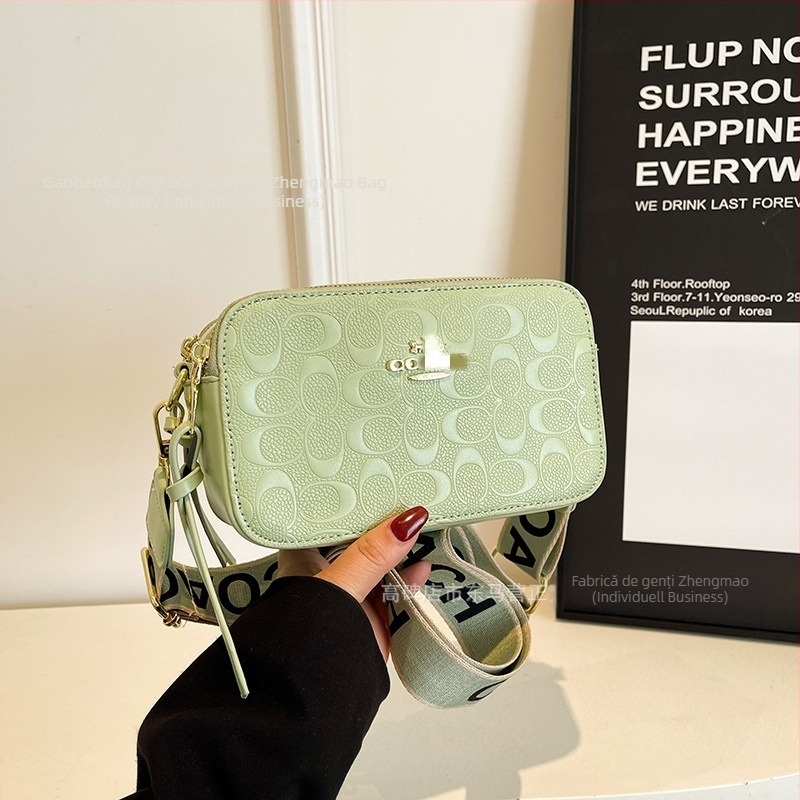 Geantă crossbody pentru cameră, PU, formă orizontală pătrată, fermoar, căptușeală poliester, curea de umăr simplă