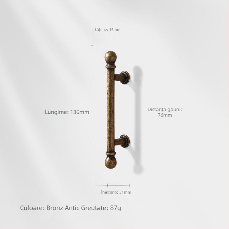 Mâner de ușă pentru dulap, aliaj de zinc, stil nordic, lustruit și electroplacat