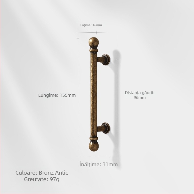 Mâner de ușă pentru dulap, aliaj de zinc, stil nordic, lustruit și electroplacat