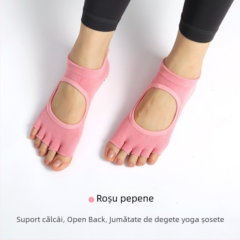 Șosete de yoga cu degete, din bumbac, antiaderente, absorbante, pentru femei, Pilates indoor, 70–80% bumbac