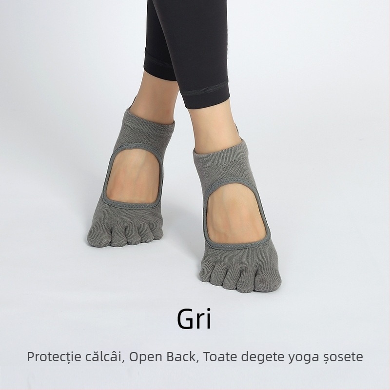 Șosete de yoga cu degete, din bumbac, antiaderente, absorbante, pentru femei, Pilates indoor, 70–80% bumbac