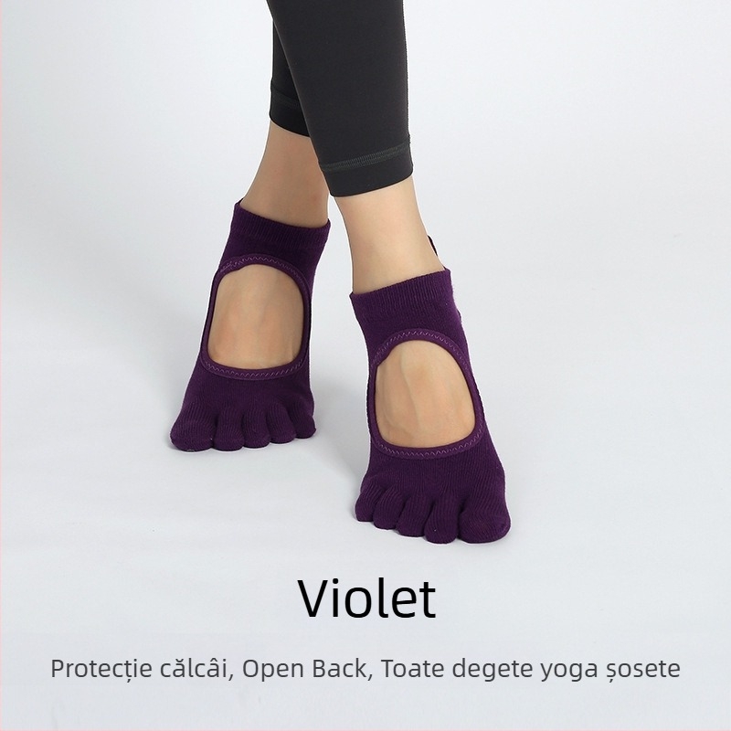 Șosete de yoga cu degete, din bumbac, antiaderente, absorbante, pentru femei, Pilates indoor, 70–80% bumbac
