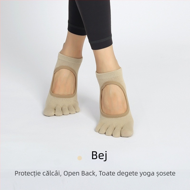 Șosete de yoga cu degete, din bumbac, antiaderente, absorbante, pentru femei, Pilates indoor, 70–80% bumbac