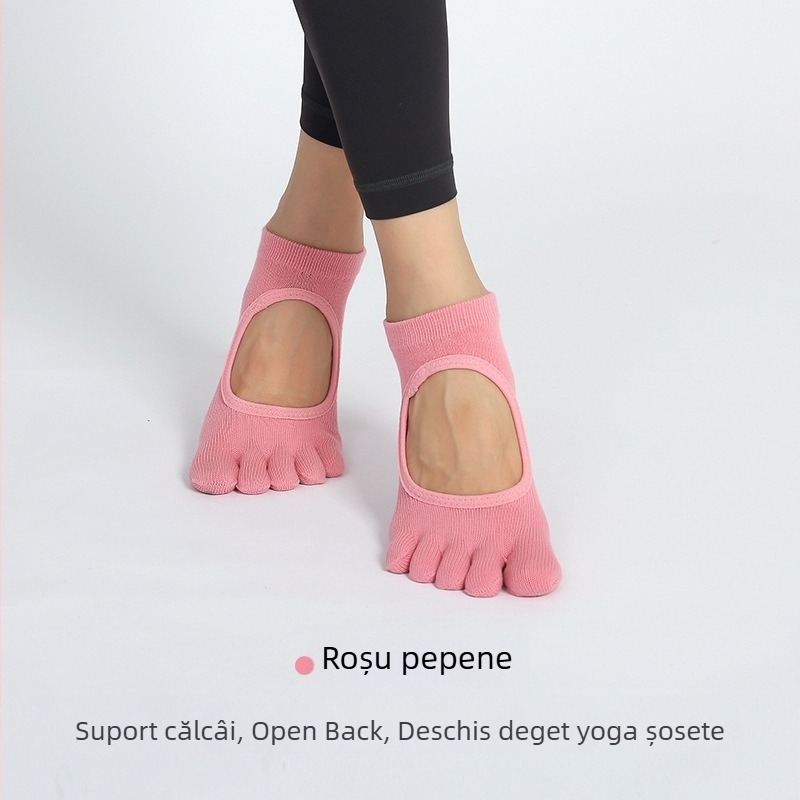 Șosete de yoga cu degete, din bumbac, antiaderente, absorbante, pentru femei, Pilates indoor, 70–80% bumbac