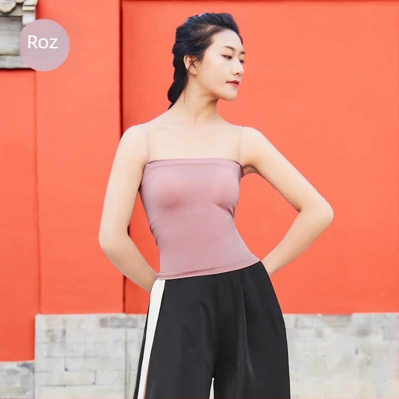 Top costum de dans pentru femei – material nylon fără cusuri, căptușeală nylon 95%, panou pentru piept, potrivit pentru balet, dans popular, latin și ballroom