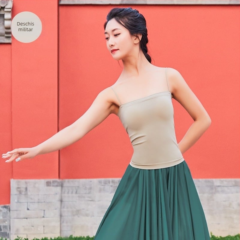 Top costum de dans pentru femei – material nylon fără cusuri, căptușeală nylon 95%, panou pentru piept, potrivit pentru balet, dans popular, latin și ballroom