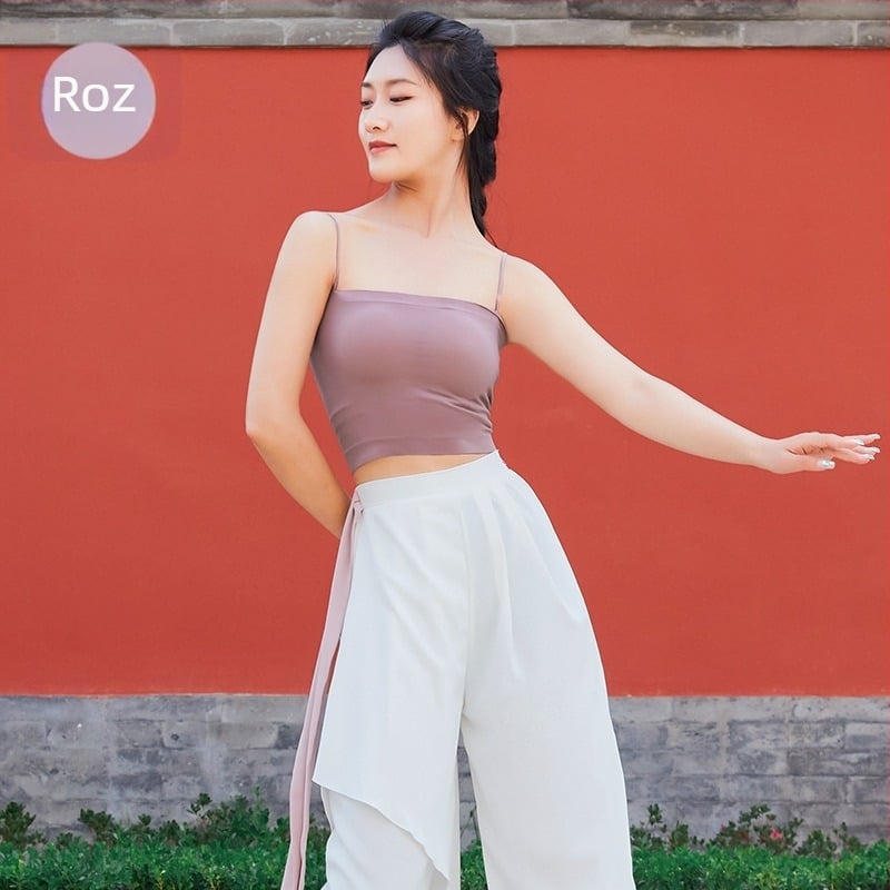 Top costum de dans pentru femei – material nylon fără cusuri, căptușeală nylon 95%, panou pentru piept, potrivit pentru balet, dans popular, latin și ballroom