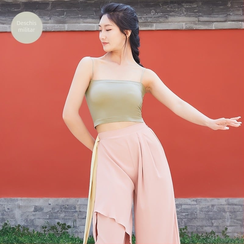 Top costum de dans pentru femei – material nylon fără cusuri, căptușeală nylon 95%, panou pentru piept, potrivit pentru balet, dans popular, latin și ballroom