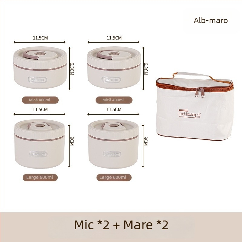 Cutie de prânz din oțel inoxidabil 304, izolație termică, etanșă, portabilă, design multistrat cu până la patru niveluri, compatibilă cu cuptorul cu microunde