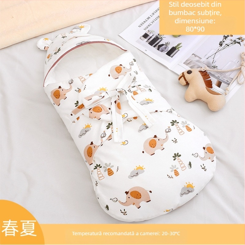 Sac de dormit pentru nou-născuți din 100% bumbac, umplutură bumbac, potrivit pentru primăvară, vară, toamnă și iarnă