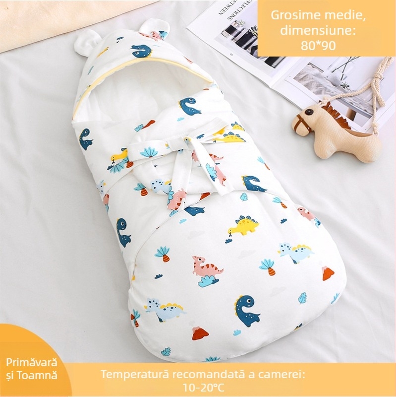 Sac de dormit pentru nou-născuți din 100% bumbac, umplutură bumbac, potrivit pentru primăvară, vară, toamnă și iarnă