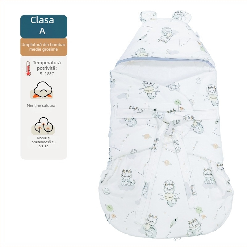 Sac de dormit pentru nou-născuți din 100% bumbac, umplutură bumbac, potrivit pentru primăvară, vară, toamnă și iarnă