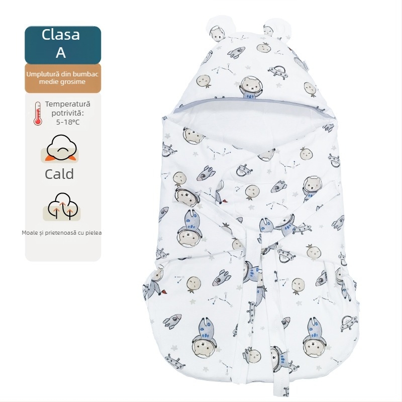 Sac de dormit pentru nou-născuți din 100% bumbac, umplutură bumbac, potrivit pentru primăvară, vară, toamnă și iarnă