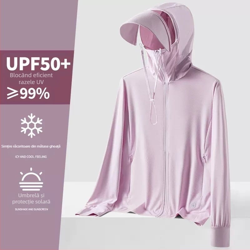 Hanorac de vară cu glugă, protecție UV UPF50+, ultra-ușor, respirabil și uscare rapidă