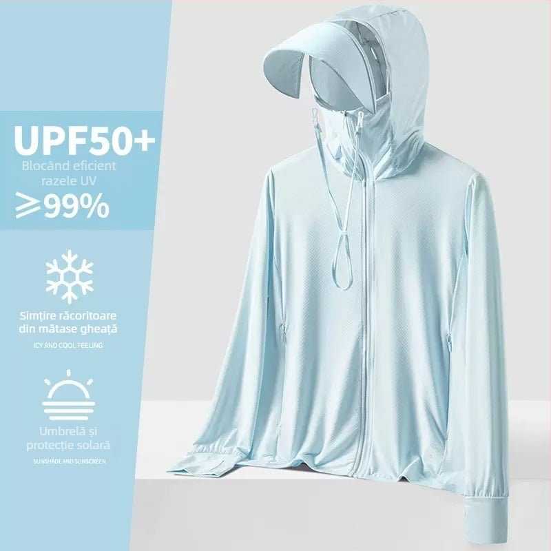 Hanorac de vară cu glugă, protecție UV UPF50+, ultra-ușor, respirabil și uscare rapidă