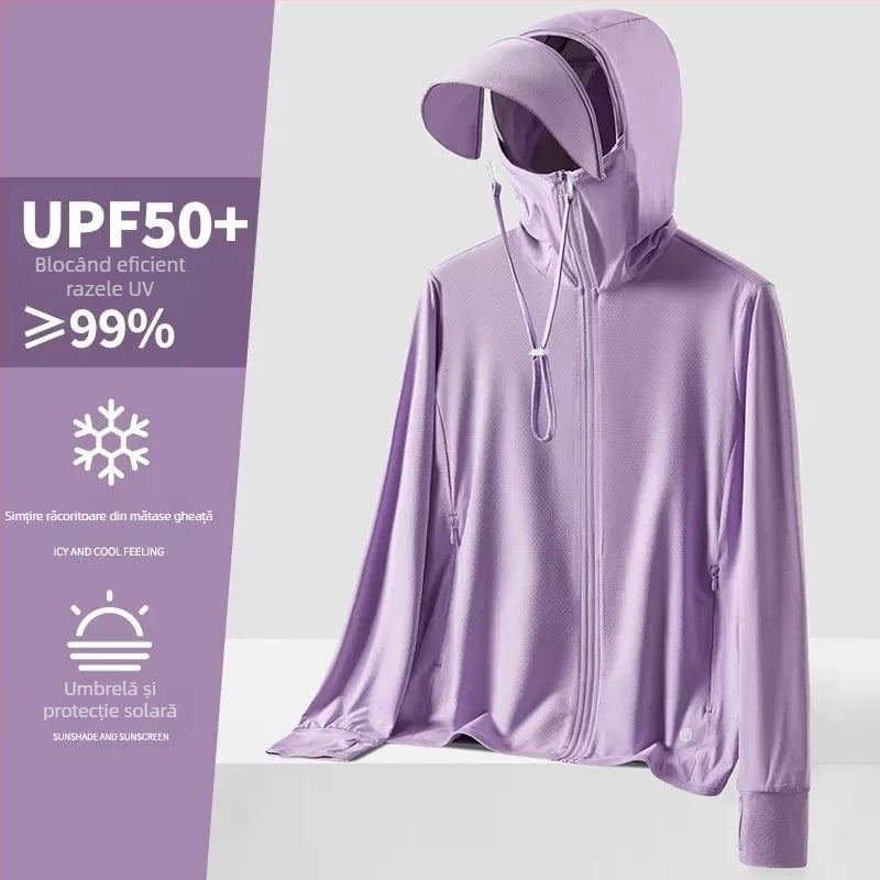 Hanorac de vară cu glugă, protecție UV UPF50+, ultra-ușor, respirabil și uscare rapidă